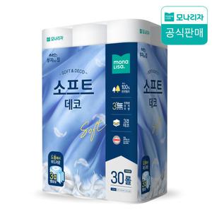 천연펄프 프리미엄 화장지 모나리자 부자되는집 소프트데코 30m 30롤