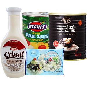 팥빙수재료 패밀리C 세트 빙수팥 후루츠칵테일 빙수떡 연유