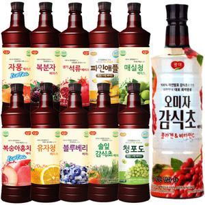 광야식품 오미자감식초 970ml / 과일베이스 10종 모음 / 복숭아홍차 복분자 매실청 석류 유자청 아이스티