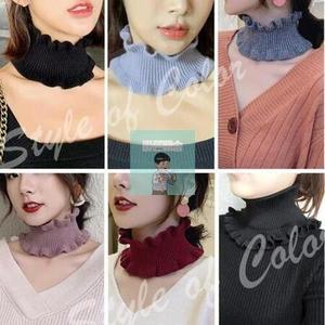 니트 쁘띠 목도리 여자반목티 목폴라 넥워머 페이크