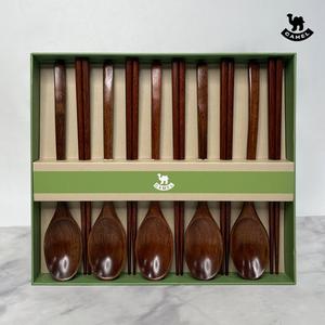 카멜 천연 옻칠 수저세트 5P 프리미엄 나무수저 선물세트