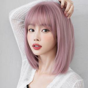 호크아이 여성여친 가발 단발머리 큐티 핑크 풀오버 에어커트 KKE4