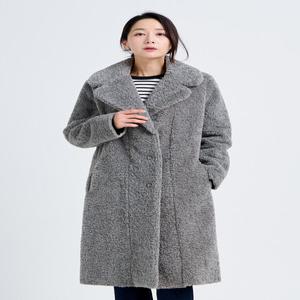 [비브이엘퀸즈] 부드러운 그레이 테디베어 리버시블 무스탕 코트