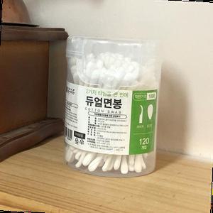 듀얼면봉 원형귀이개형 둥근형 120P 종이 나무 유아 회오리 국산 통
