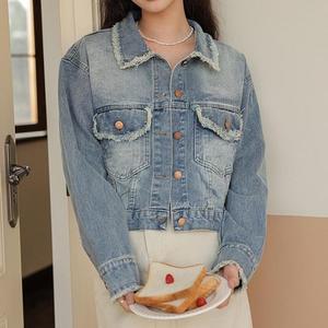 빈티지 데님 데님재킷 여성 연청 재킷 크롭자켓 (3edsR)