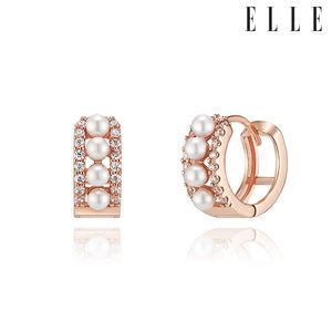 [엘르주얼리] 14K 믹스 진주큐 원터치 귀걸이 (gold pin) ELGPEE431