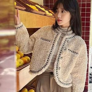 여성봄 방한 간절기 숏 자켓 봄 스타일 밍크퍼 퍼 봄자켓 밍크퍼자켓 간절기자켓 여성