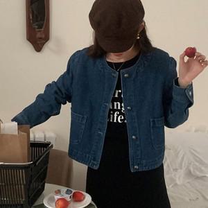 청 봄가을 데님 자켓 여자 봄 스타일 노카라 여성 여성자켓 데님자켓 봄자켓 여자자켓 청자켓