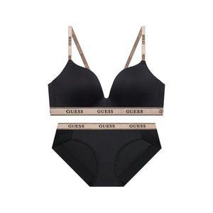 GUESS UNDERWEAR 로즈골드 밴딩 와이어프리 블랙 브라 팬티 세트