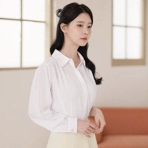[시크라인] 포엘 히든버튼 셔링 퍼프 블라우스