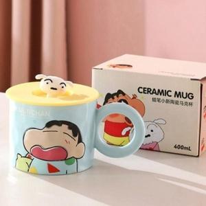 짱구 피규어 뚜껑 머그컵 360ml-블루