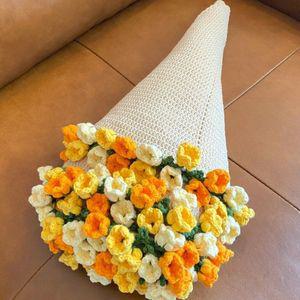 장미 꽃다발 담요 DIY 재료 러그 키트 손뜨개 블랭킷 실뜨기 소형 40cm