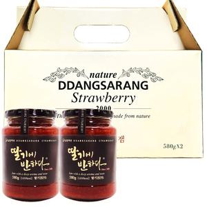 땅사랑 딸기잼 580ml 2병 선물세트