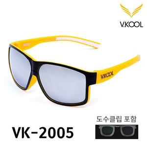 브이쿨 VK-2005 실버 엘로우 선글라스 도수클립 포함