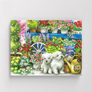 [아트박스]/아이러브페인팅 DIY캔버스형 보석십자수 40x50cm 꽃수레와 강아지