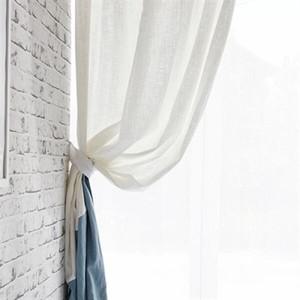 아트박스 엘르비 마노아 투톤 밀크화이트+샤이니블루 린넨커튼 거실안방커튼(130x230)1장+커튼끈+커튼