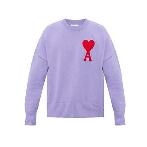 [AMI]12주년 빅하트 로고 자수 니트 리라 E21HK009 016 504