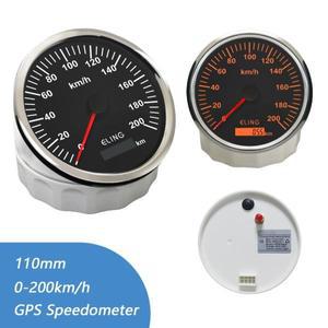 ELING 방수 GPS 속도계 주행 거리계 요트 트럭 차량용 빨간색 및 노란색 백라이트 포함 직경 110mm 0-200km