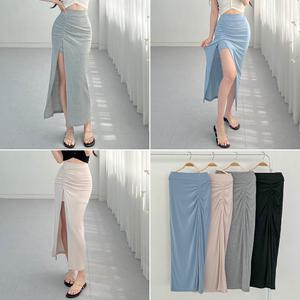 4XL 빅사이즈 옆트임 셔링치마 인어 롱스커트(215)하이웨스트 페미닌 유니크 미니스커트 여름 썸머룩