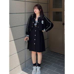 둥근라인 봄가을 야구자켓원피스 빅싸이즈 투피스