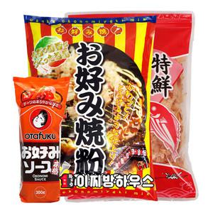 오사카 오코노미야끼 믹스 1kg & 오타후쿠 소스 가쓰오부시 SET 오꼬노미야끼재료