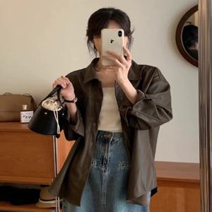 시크가을겨울룩 인조가죽 가을셔츠 셔츠아우터 멋짐 루즈핏