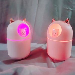 1+1 필터5개 포함 KC인증 무드등 미니 가습기 고양이 대용량 300ml 책상용 사무실 원룸 소형 USB 가습기