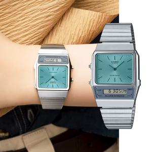 백화점AS가능 카시오 복고풍 레트로 사각 스퀘어 메탈시계 AQ-800EC-2ADF 남녀공용 커플 학생 지코스모제품