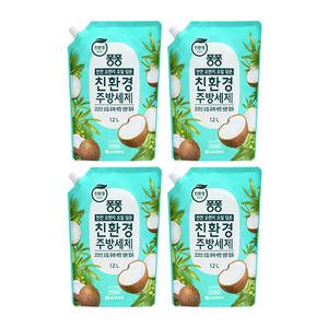 퐁퐁 친환경 주방세제 리필, 코코넛, 1.2L, 4개