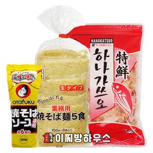 이츠키 야끼소바면 + 오타후쿠 소스 가쓰오부시 3종 야키소바 만들기 SET