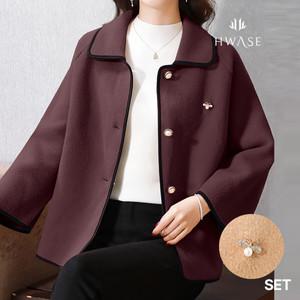 [화세] 화세 배색카라니트레글런자켓+브로치SET_HB4SJK004C