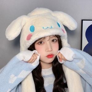 산리오 마이멜로디 겨울 보온 털 시나모롤 인형 모자 헤어밴드