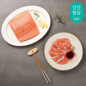 [품질보장] 노르웨이 슈페리어급 생연어회 슬라이스 1kg+소스/해동지