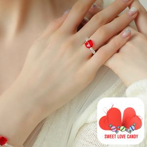 [헤스티아][+SWEET LOVE CANDY 패키지] 빨강튤립(사랑의 고백) 비즈 반지+핑크선물포장+쇼핑백