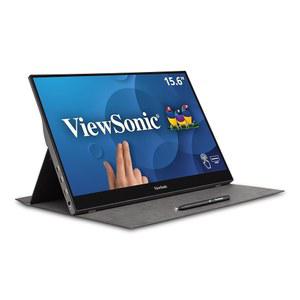 IPS 터치스크린이 장착된 VIEWSONIC TD1655 15.6인치 1080P 휴대용 모니터, 양방향 POWER LOGIC 60W USB C, 아이 케어, 듀얼 스피커, 마그네틱 커버가 내장된 스탠드