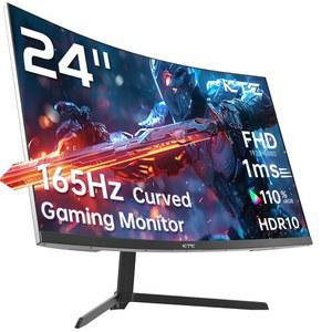 KTC 24인치 1500R 커브드 게이밍 모니터 165Hz 1ms FHD 1080p VA 틸트 어댑티브 싱크 HDR 110% sRGB DP /HDMI, 게이밍 홈 오피스 비즈니스용 PS5 PC 모니터용 VESA