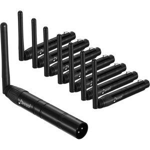Donner 무선 DMX 8PCS 블랙 메탈 DMX512 Dfi DJ 2.4G 7 수신기 및 1 송신기 조명 제어