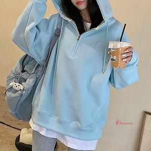 캐주얼 세로 짜임 반후드집업 후드티 골지 반지퍼 자켓 겉옷 간절기후드cde253