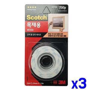 강력 폼 양면 테이프 24mmx1.5m 목재용 x3개 문구류