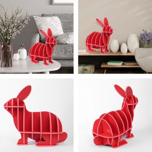 오늘출발샵 DIY 토끼 디자인 동물 책장 선반 53x48cm 빨간색 인테리어선반책장