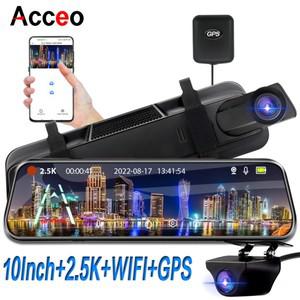 자동차 DVR 백미러 블랙박스, 2.5K 대시 캠, 1440P GPS 와이파이 비디오 녹음기, 안드로이드 자동 스마트