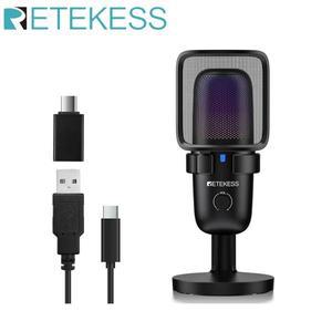 게임용 마이크 게임방송 유튜브 헤드셋 Retekess RGB 호흡 조명 각도 조절 가능 레코드 노래 라이브 스트리