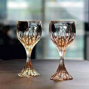 빈티지 투명 크리스탈 골드 소품 6개 LED 8등 1 실내 카페 무드등 메탈 300ml샤인골드와인잔단입