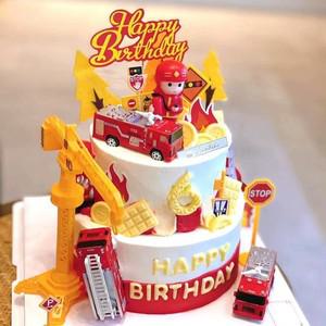 소방차 소방관 케이크 토퍼 생일 장식 영웅 테마 파티 아이 선물