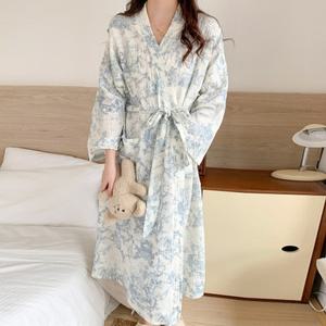 여성 부드러운 요루면 트왈 로브 샤워가운 커버업 호캉스 홈웨어 파자마 목욕가운 -WHV0003- 봄 가을