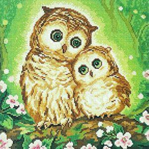 [기타]취미생활 꽃 부엉이 40x50 보석십자수 캔버스형 액자