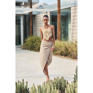 자라 ZARA 사이드 셔링 미디 스커트 3897079704 602133