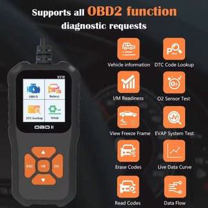 자동차 테스터 여러 배터리 언어 V318 스캐너 지원 자동 도구 오류 Obd2 진단 감지 지우기