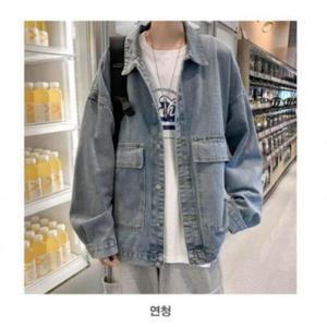 [라일리] Rly 남녀공용 베이직 오버핏 청자켓 캐주얼 올데이 베이직