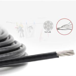 플렉시블 스테인레스 스틸 와이어 로프 소프트 케이블 투명 빨랫줄 3mm 4mm 5mm 블랙 77 PVC 코팅